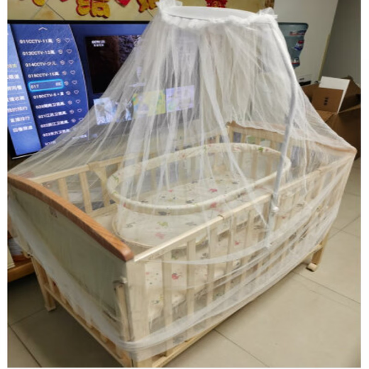 Goodbaby (gb) MC306 crib, solid wood (comes with cradle + mosquito net), splicable large bed, left in stock, can sit and lie down, MC306