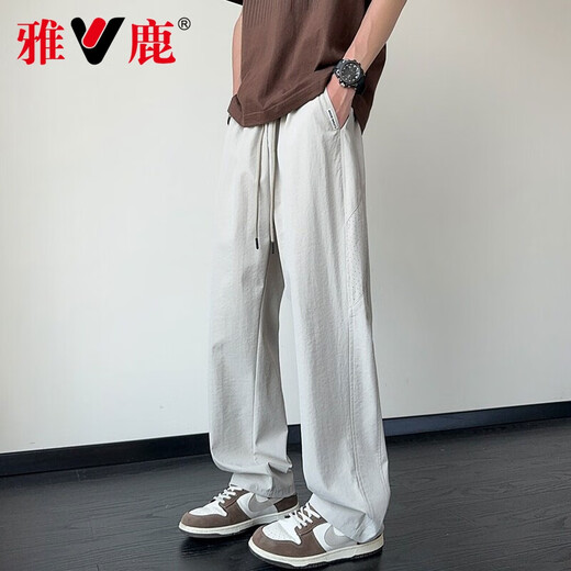 Pantalones de yalu bingsi para hombres en verano pantalones casuales de pierna recta, de color recto de agua rápido para niños, nuevos pantalones de patas abiertas 6636 negros l alrededor de 110-130Jin [Jin equivale a 0.5 kg]