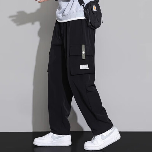 
Men's 2025 new style of teenagers with pure work pants with velvet loose straight spring and autumn casual long pants for men Semir-9930 black M