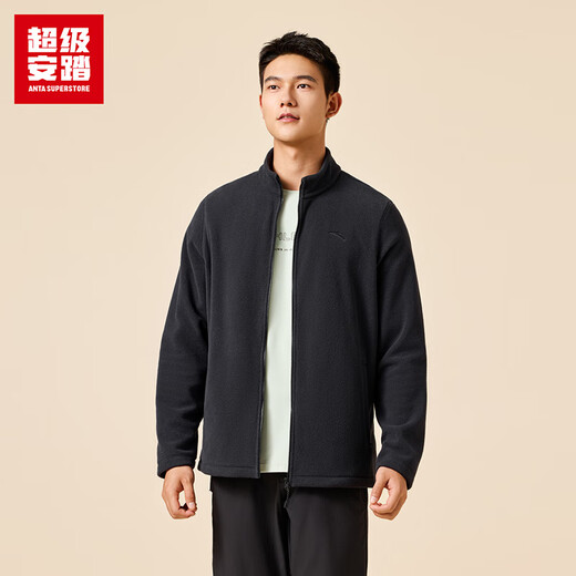 Super Anta Fleece Sports Jacket Men's Autumn Outdoor Light Warm Velvet Stand Collar Jacket Inside and Outer Top 152536706U