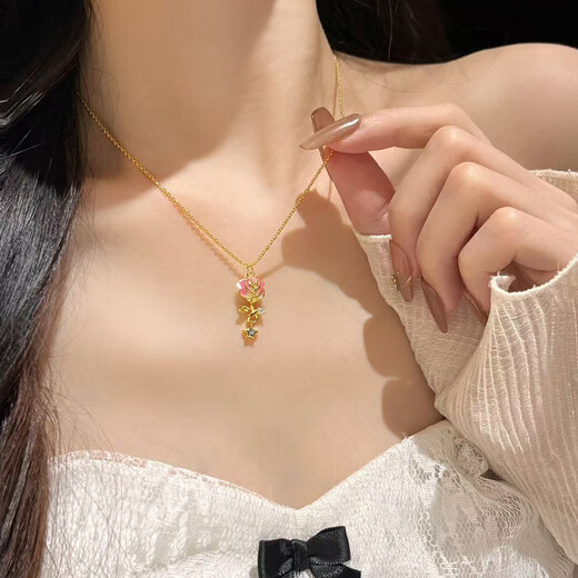 Space Creation Star Rose Meteorite Necklace Cooperation Product of China Aerospace Science and Technology International Exchange Center Fluorescent Version