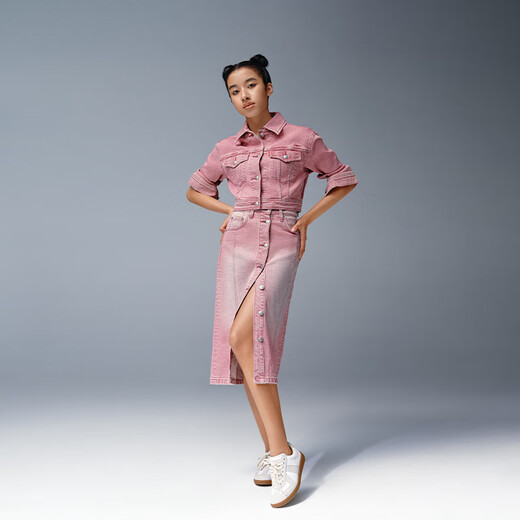 Levis (Levis) Frauen französische Ins Style Fashion Fashion Fashion Pink Logo Sticked Short Denim Jacke Pink L
