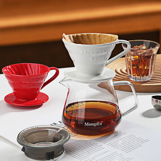 Mongdio hand-brewed coffee ceramic filter cup v60 filter funnel coffee filter No. 01 white