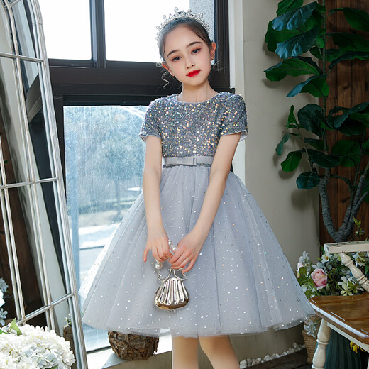 Fuling 61st host girl dress princess skirt kindergarten graduation performance costume piano flower boy puffy gaze skirt chorus 9922 pink crown 110 wear about 25 to 33 Jin [Jin equals 0.5 kg]