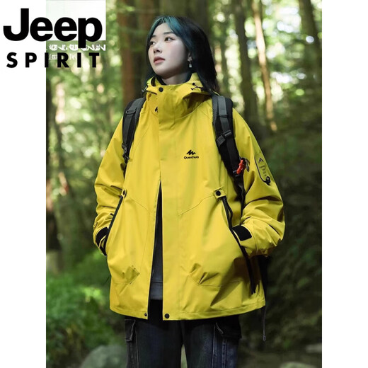 
Jeep (JEEP) jacket for women in autumn and winter outdoor sports three-in-one waterproof windproof workwear hooded couple mountaineering jacket 2518 purple [three-in-one removable inner liner] 4XL 215-240Jin [Jin equals 0.5 kg]