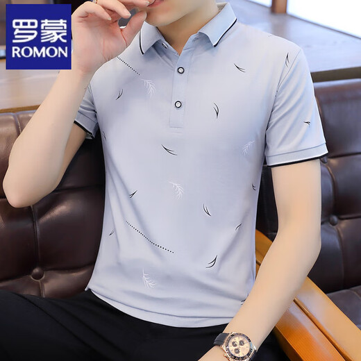 Lomon Summer Men's Short Sleeve T-Shirt Korean Style Trendy Print Men's Top Personalized and Versatile Polo Paul Shirt 9716 Black M 90-105Jin [Jin equals 0.5 kg]