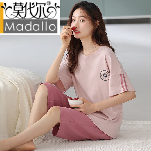 莫代尔女士睡衣新疆棉短袖七分裤夏季新款可外穿空调宽松家居服套装 NXF 9853 XL