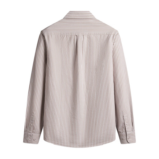 Navigare Italian small sailing striped shirt men's autumn casual simple pure cotton skin-friendly shirt fashionable versatile inch shirt light pink and white stripes L