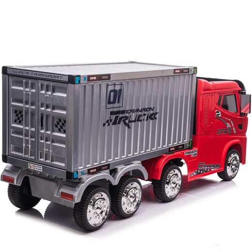 Berry Jiajia heavy truck container truck head children's electric vehicle remote control children's toy car can be used. Black container with cabinet + leather seat + foam wheel