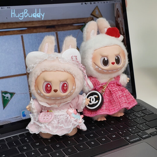 抱抱布迪拉布布labubu三代套装娃衣一代二代挂件衣服正版 淡粉蕾丝连衣裙