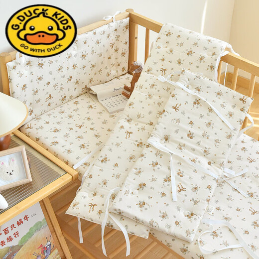 G.DUCKKIDS新生婴儿纯棉床围宝宝床护栏围挡防撞缓冲软包儿童拼接床防摔挡布 小汽车-三面床围 150*60cm以内【下单备注尺寸】