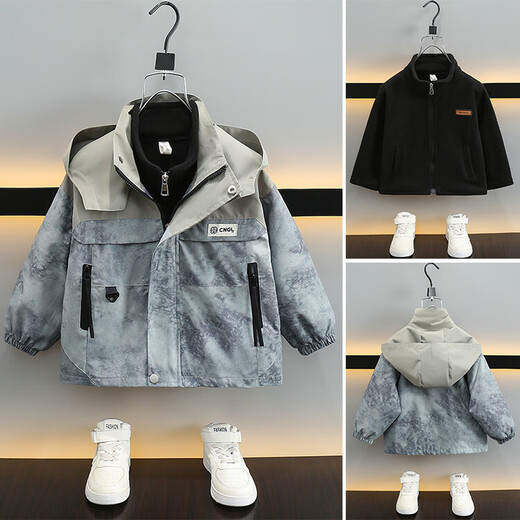 G.DUCKKIDS little yellow duck children's clothing children's jacket three-in-one detachable spring, autumn and winter boys' coat windproof warm jacket navy blue single jacket 90 size 1~2 years old 80-90cm