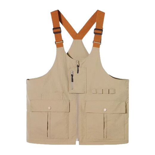 Hong Kong style brand dual-purpose crossbody bag personalized functional vest bag multi-pocket large-capacity variable backpack vest khaki L (suitable for height 175*180cm)