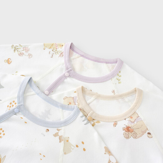 Tongtai (TONGTAI) baby jumpsuit spring and autumn pure cotton baby clothes newborn side-opening romper pajamas blue 73cm