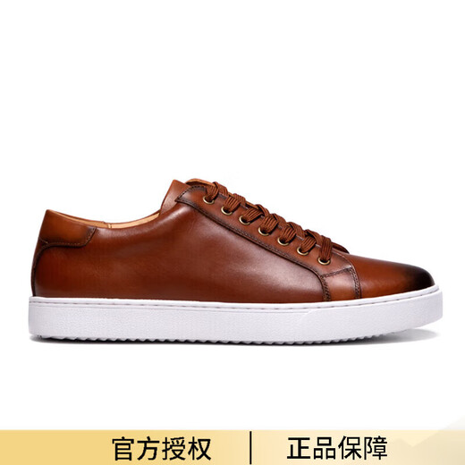 MNSMIN法国奢侈品男鞋高档四季款牛皮系带休闲小白鞋日常通勤板鞋时尚潮 棕色9225 38