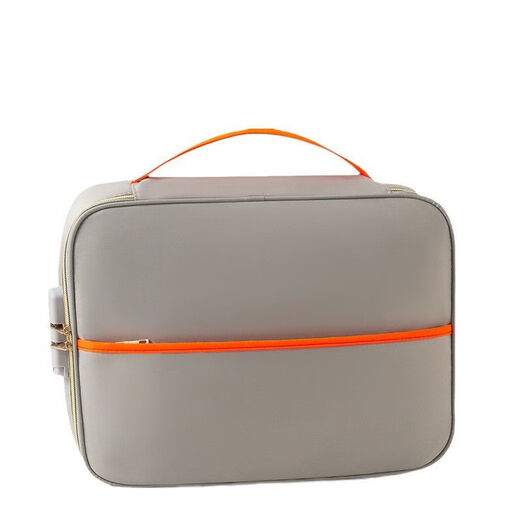 Gray Duck (None) New Certificate Storage Bag Family Passport Document Storage Box Large Capacity Contrast Color Portable Travel Card Case Storage Bag Gray Three-layer Lock [35x26x11cm]
