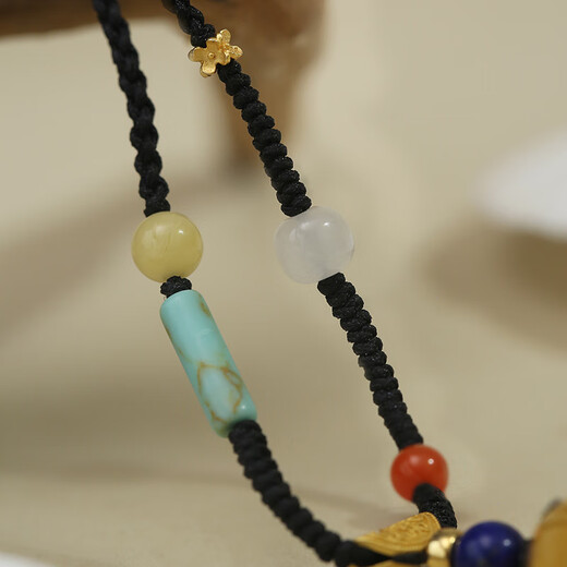 Potala Palace beeswax lapis lazuli pendant for men and women, 925 silver inlaid agate and turquoise necklace as a birthday gift for friends, beeswax agate pendant