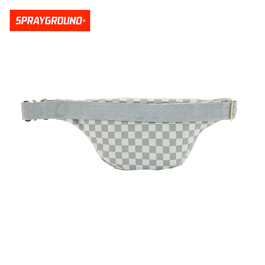 SPRAYGROUND Shark Mouth 25 new gray and white checkerboard chest bag trendy sports and casual crossbody bag commuting waist bag gray and white