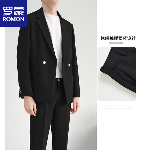 Romon (Romon) Frühlings- und Sommerleichter reifen Stil Einfacher lässiger Anzug Männer locker lockerer koreanischer Stil trendy gutaussehender kleiner Anzuganzug schwarz [Anzug] s