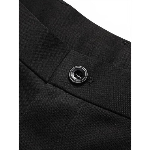 ROMON casual pants men's four-season trendy trousers for young and middle-aged people loose commuting business elastic versatile pants black 33