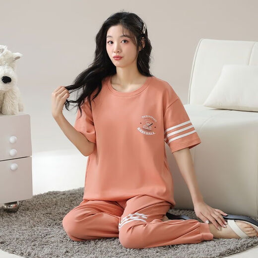 Meng Xinsheng Pyjamas für Frauen im Sommer im Sommer Pure Cotton Kurzärmelhosen Dünne Baumwoll-Sommer-Runde Hals-Kleidungsset können außerhalb von Hose mit Kurzärärmern getragen werden: YZT9720 m