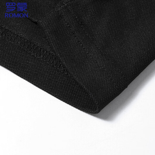 ROMON long-sleeved T-shirt men's POLO lapel solid color top bottoming shirt business casual inner wear for men black XL