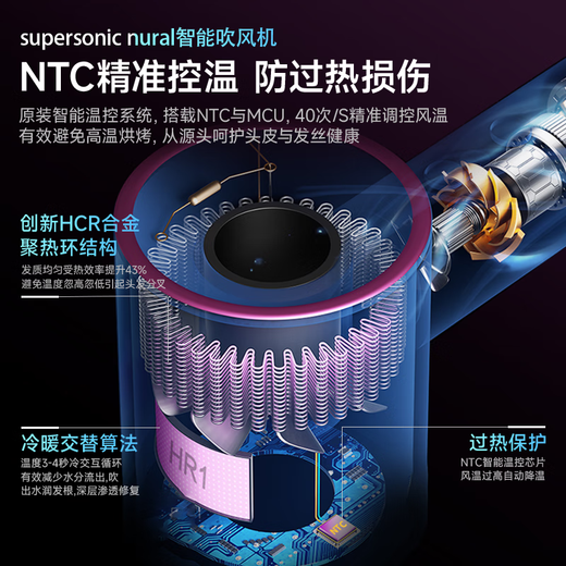 National 3C certification丨4.5 billion negative ion hair care high-speed leafless hair dryer household negative ions silent high-power non-damaging constant temperature quick-drying hair dryer Huaqiangbei official top-single nozzle starry sky gray 4.5 billion moisturizing negative ion hair care