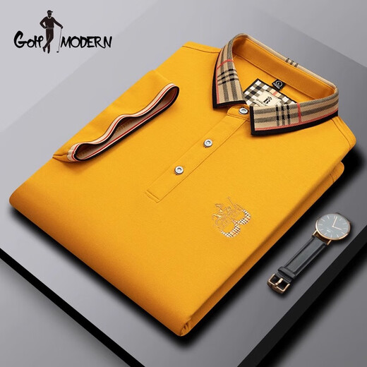 GOLF MODERNGOLFMODERN高尔夫polo衫男短袖夏季刺绣翻领T恤2025新款半袖 黄色_ZA897 M