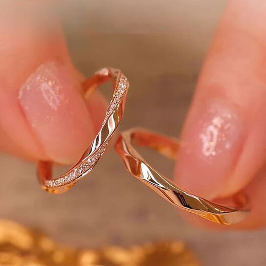 Fat Donglai's same style 18k color gold Möbius pair of rings, Jincho color gold Möbius ring, couple's pair of rings, silver one (silver) Möbius ring + rose gift box, opening adjustable
