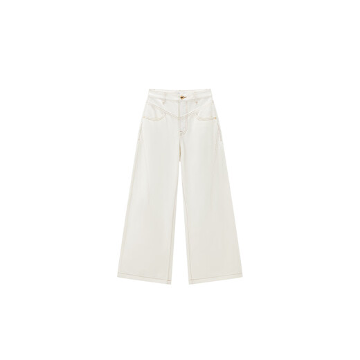 Peacebird Damen-Jeans hoher taillierter Scimitar im Herbst lose schlampige Banane mit breitem Bein Denim White XL