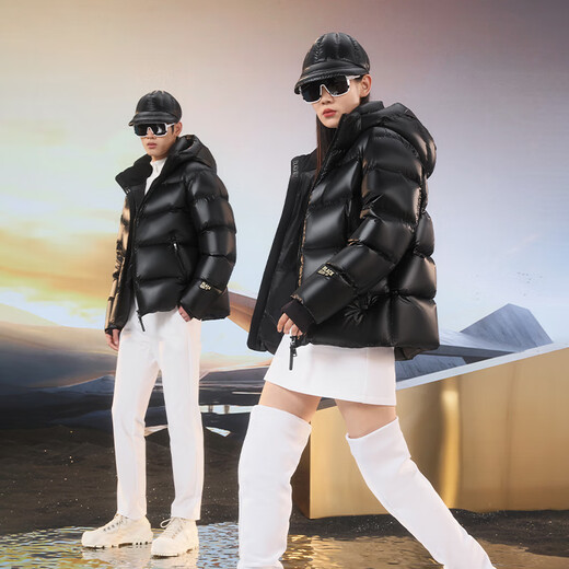 Govan Black Gold Goose Down Jacket Pioneer 4.0 Five-lattice Short Winter Fashion Down Jacket for Men and Women Black L