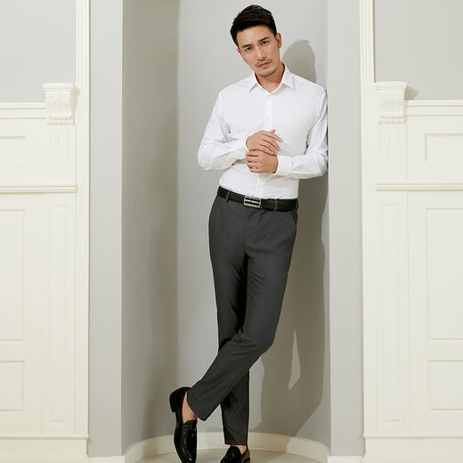 Ou Ding First Class High Elastic White Shirt Autumn Long Sleeve Formal Business No-Iron Shirt Boyfriend Husband Gift Comfortable Customized White 42 (Recommended 140-155 Jin Jin equals 0.5 kg)