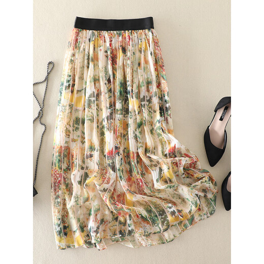 Tachimis Touch Miss Multe de mûrier à taille haute haut de gamme jupe en soie en soie en soie en soie en soie 1 m Recommandé 90-105 Jin [Jin est égal à 0,5 kg]