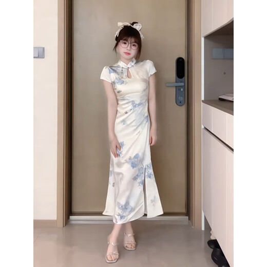 Jupe Yun Xun pour femmes en été 2025 Nouveau style chinois Zen Cheongsam pour les femmes en été Nouveau petit collier debout Buckle 9859 Cheongsam S