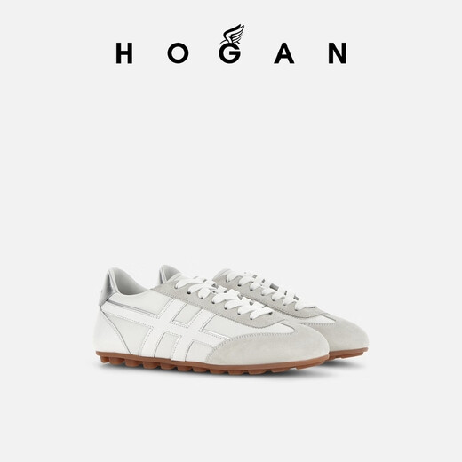 Hogan Frauenschuhe Neue Läufer Serie H693 Fashion Retro bequeme Freizeitschuhe Eins Schuhe Weiß/Silberschwanz 37.5