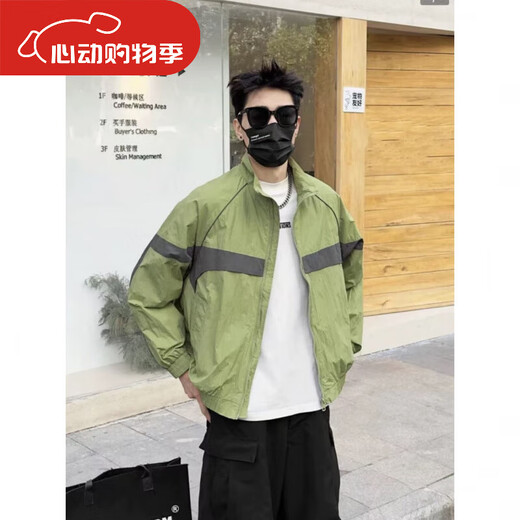 SEMALAM时尚森雯轻奢男装早春男士简约拼接撞色时尚夹克轻薄帅气外套9226 黑色 M _100-120斤