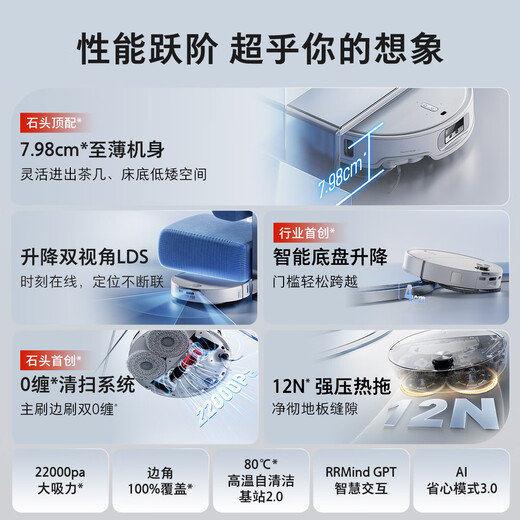 Stone (Roborock) Robot balayant le robot intégré intégré P20 Ultra Sweeping and Natping Washing and Sèche Machine de séchage collection de poussière Automatique Lavage d'eau chaude Mop Drying Water REPHISSION ET TAPPAGE P20