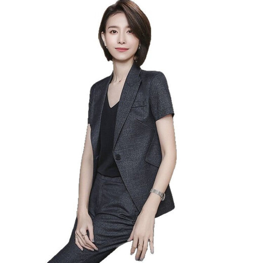 喆炜西装外套女2025夏季新款正装套装薄款夏小西服职业装时尚工作服 简6901蓝色上衣+9901裙子 S