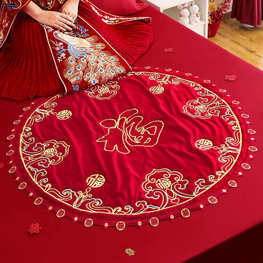 Broderie de festives Tiger Red Tiger à trois équivalents, Baifu est fabriqué par la mariée, un tapis de bénédiction, un tapis de mariage, une femme se marie, un produit de préparation de mariage, un tapis à bords d'or, une broderie à bords d'or, une broderie à bord d'or, 9898c