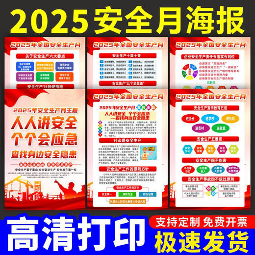 Yonghuan 2025 Mois de production de sécurité Affiche Affiche Factory Fire Sécurité Promotionnel Affiche Atelier de sécurité Slogan SLOGAN SCY1047 Package / 6 Photos-40x60cm