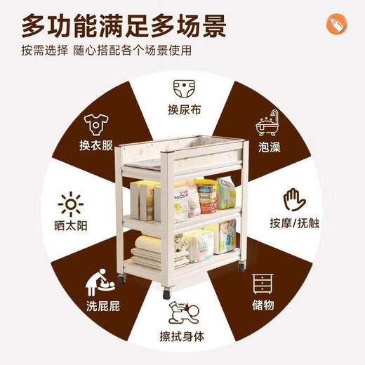 蕉京护理台洗换一体尿布台置物架可移动婴儿护理台洗澡按摩多功能儿童 【链接只卖架子 棉垫需另购】 长 50cm宽 30cm