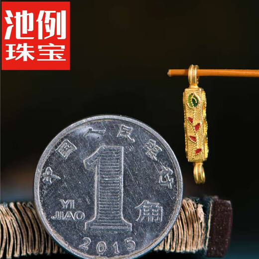 Chili Tibetan bead jewelry pure gold enamel burnt blue rose square column palace ancient gold bracelet pendant accessories fashion