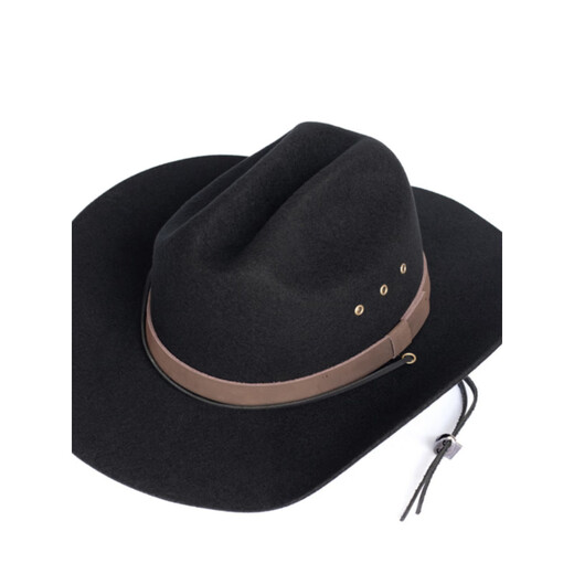 Lee dprre American Western Cowboy Hat Retro Fine Wool Men's Hat Hard Wide Brim Outdoor Camping Prairie Women's Hat Riding Hat Black M (56-57cm) Hard