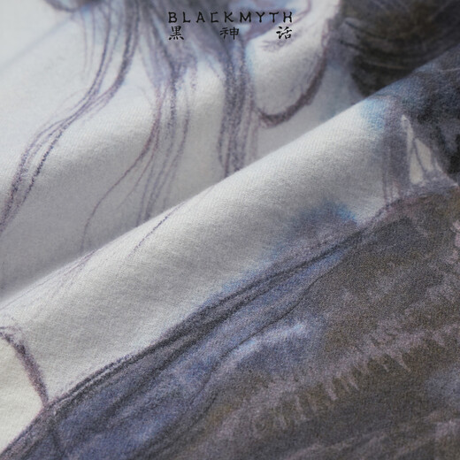 Black Myth's clever knotted short-sleeved T-shirt Black Myth's Wukong official peripheral clothing Men's and women's same print casual L