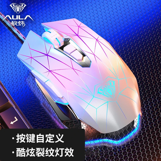 狼蛛（AULA）F2068Pro机械键盘鼠标 全键热插拔 背光 游戏办公电脑 有线键鼠三件套装 紫浅蓝【键鼠桌垫-三件套】青轴