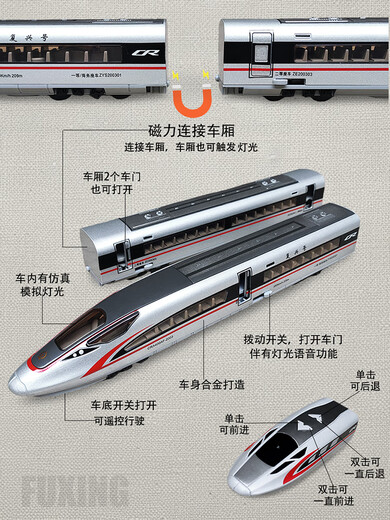 Jiasshi 25 Modèles d'Harmony High-Speed Railway EMU Modèle Remote Contrôle Alloy Fuxing Emu Children's Train Electric Train Men Alloy Remote Contrôle Single Section-Green