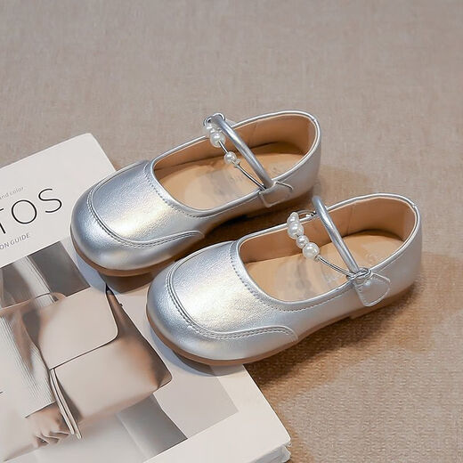 No. 1 Phoenix Girls' 2024 Shoes Children's Princess Small Leather Shoes Spring and Autumn New Summer Baby Single Shoes Soft Sole Mary Jane Children's Shoes Silver Collection and Follow for Priority Delivery 26 / The inner length of the shoe is about 15.7cm. The shoe is a little too small