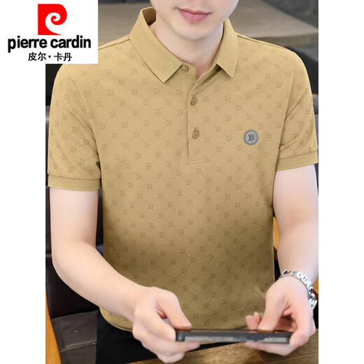 
Pierre cardin mercerated cotton short-sleeved men's summer ice silk Polo shirt half-sleeved 2025 new men's T-shirt top knitting 9902 khaki M 90-110Jin [Jin equals 0.5 kg]