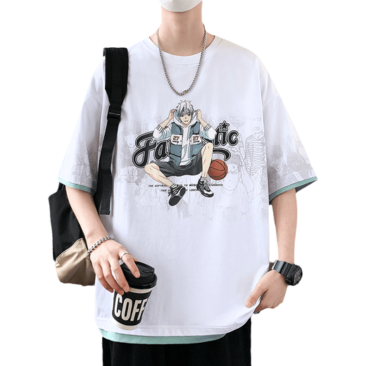 
Juemingway youth trendy short-sleeved T-shirt boy sports top big children summer clothes handsome trend 8379 white + 693 white M 80-95Jin [Jin equals 0.5 kg]