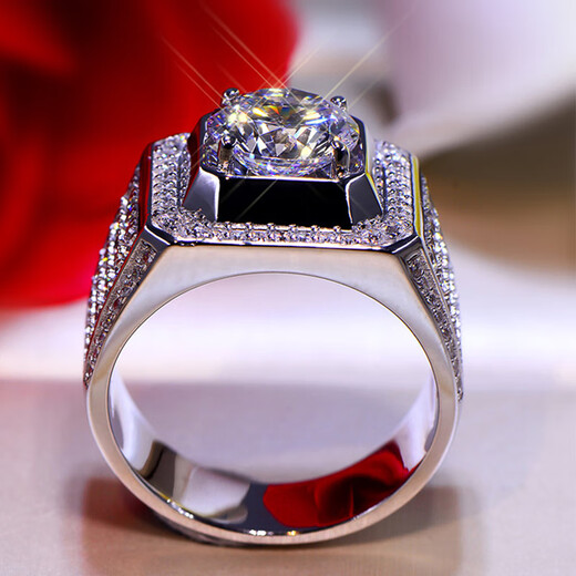 Nilan Fat Donglai same style men's platinum ring men's diamond ring large carat ring luxury wedding engagement 18 moissanite nude 5 carat men's size 15